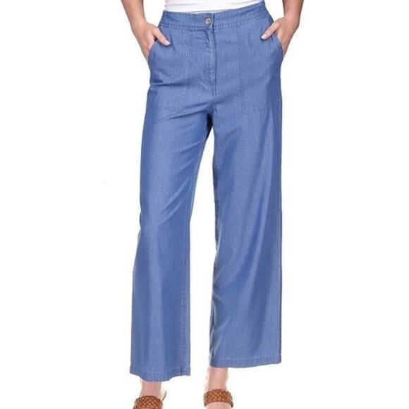 MICHAEL Michael Kors Chambray Wide Leg Pants new size 2 Flowy for Summer - Picture 1 of 16